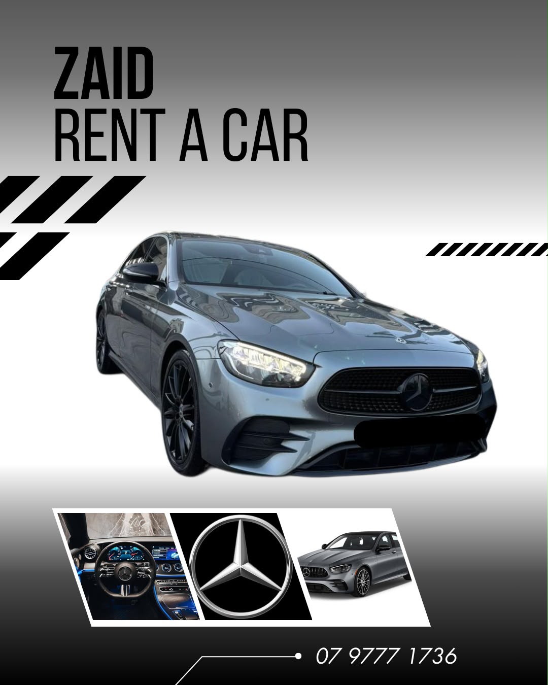 Mercedes E-Class luxury sedan for rent in Jordan